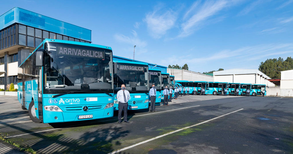 Flota de nuevos autobuses de Arriva Galicia.
