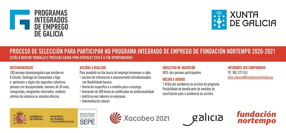 Fundación Nortempo pone en marcha un Programa Integrado de Empleo de la Xunta.