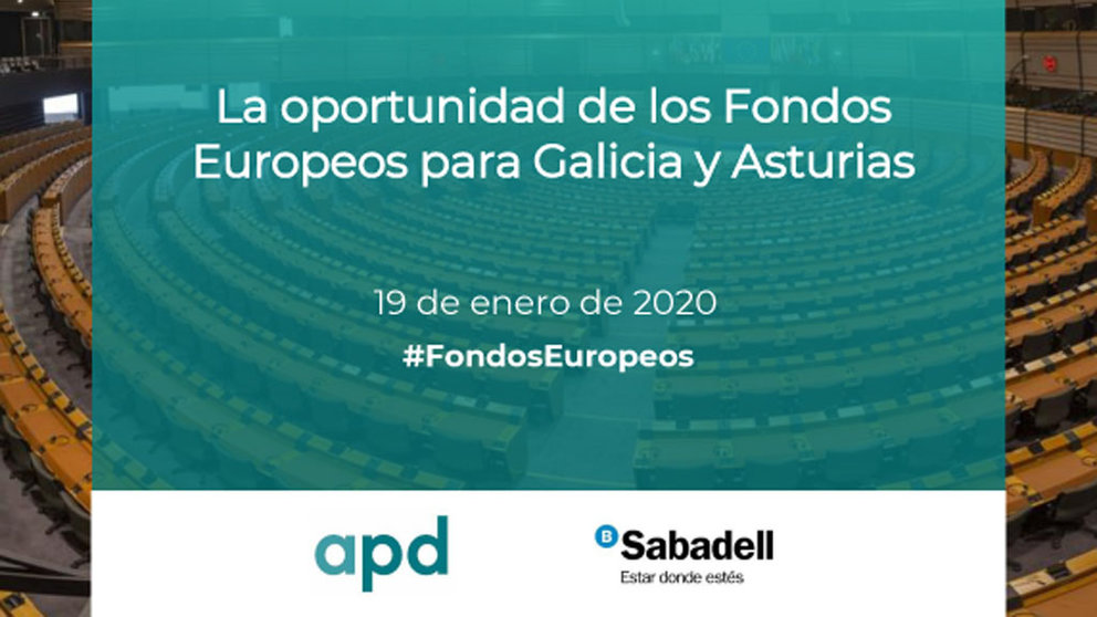 Jornada online de APD y Sabadell Gallego sobre las oportunidades de los fondos europeos para Galicia y Asturias.