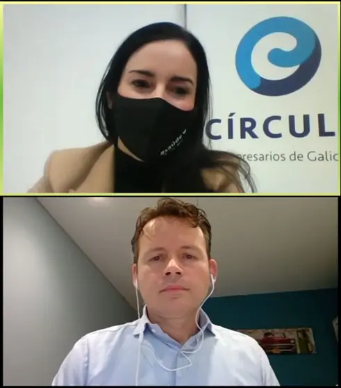 Patricia García, presidenta del Círculo de Empresarios, y Alberto Díaz Freire, responsable de IoT y Transformación Digital de R, en un momento del webinar.