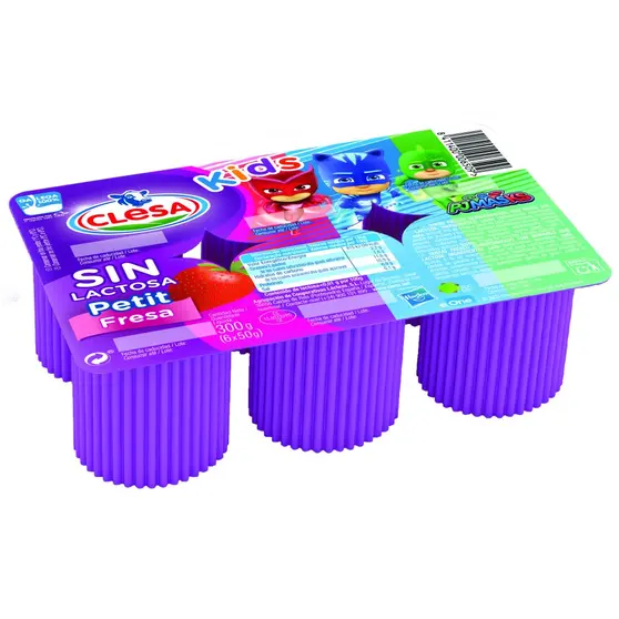 Disponible en packs de seis unidades, el nuevo Petit Clesa sin lactosa sabor fresa mantiene su tradicional envase con un diseño actualizado de la tapa del producto.