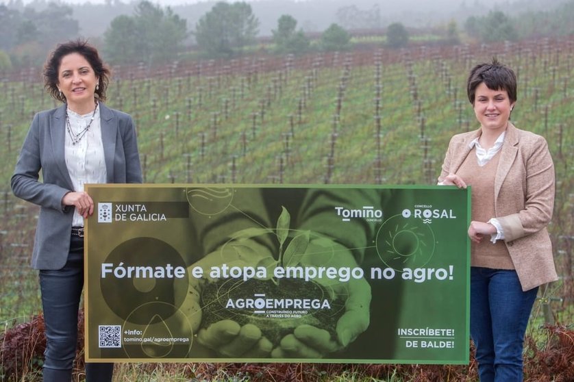 A alcaldesa de Tomiño, Sandra González, e a do Rosal, Ánxela Fernández, presentaron Agroemprega.