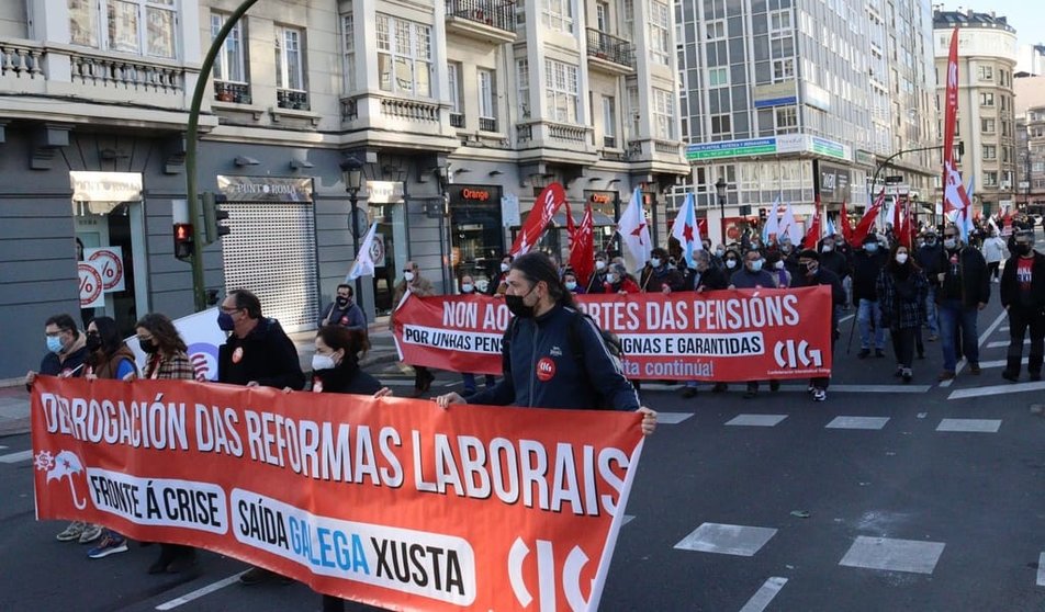 Mobilización contra a reforma laboral do pasado 30 de xaneiro na Coruña./WEB CIG.
