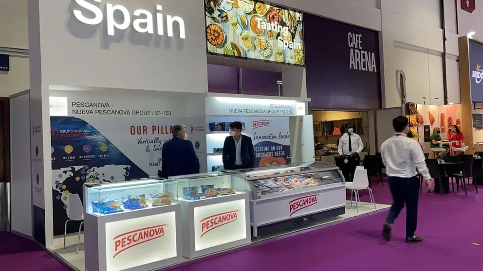 Presencia de Nueva Pescanova en el stand de ICEX en Gulfood Dubai.