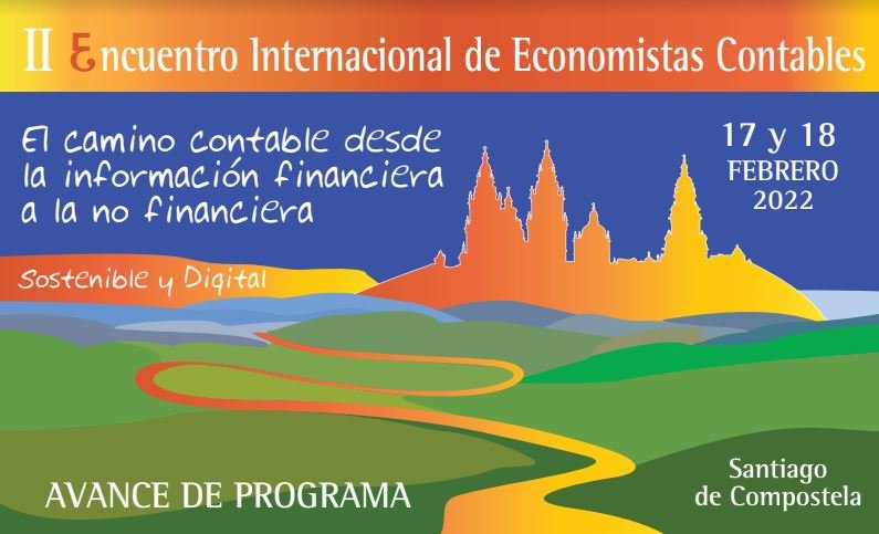 Cartel del rograma del II Encuentro Internacional de Economistas Contables que tendrá lugar en Santiago de Compostela.