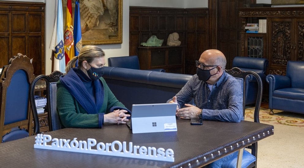 Emma González, xerente do Inorde, e Manuel Baltar, presidente da Deputación de Ourense./A.PAZ.