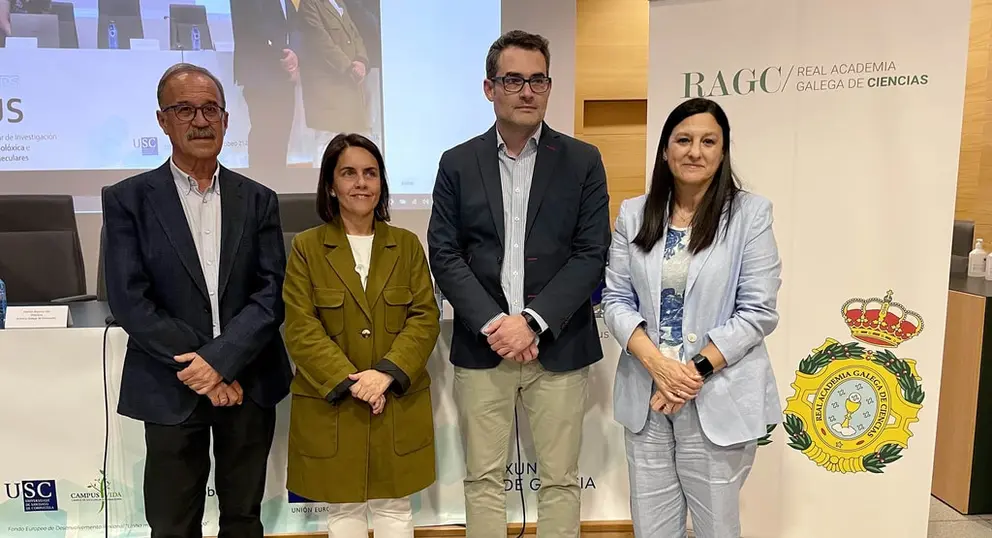 Juan Lema, Patricia Argerey, Santiago e , na xornada sobre os Next Generation organizada pola RAGC.