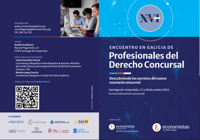 El Encuentro en Galicia de Profesionales del Derecho Concursal se celebra en Santiago los días 27 y 28 de octubre.