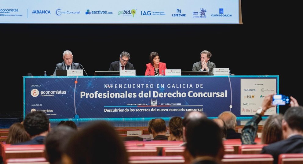 Los ponentes Juan Carlos Robles Díaz, Marcos Bermúdez Ávila, Nuria Fachal Noguer y Ramón Juega Cuesta, en el Congreso de Profesionales del Derecho Concursal.
