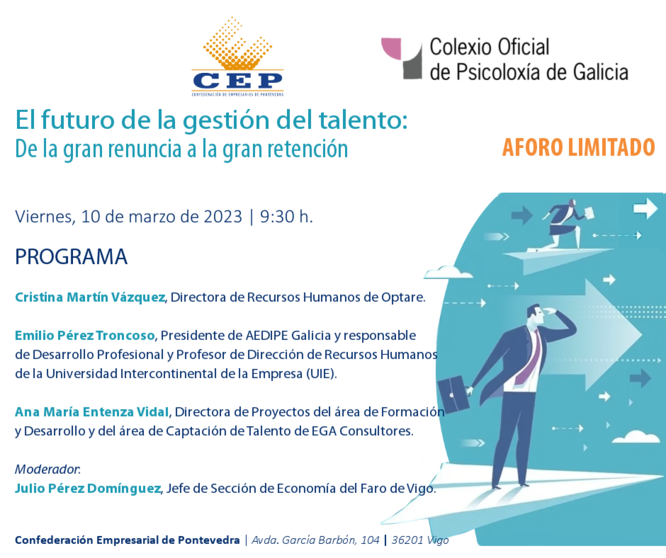 Jornada sobre la gestión del talento organizada por la CEP y el Colexio Oficial de Psicoloxía de Galicia.