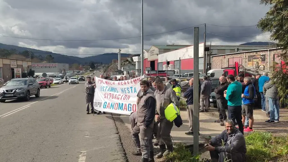 Protesta de traballadores de Ganomagoga o pasado 23 de febreiro./CIG.