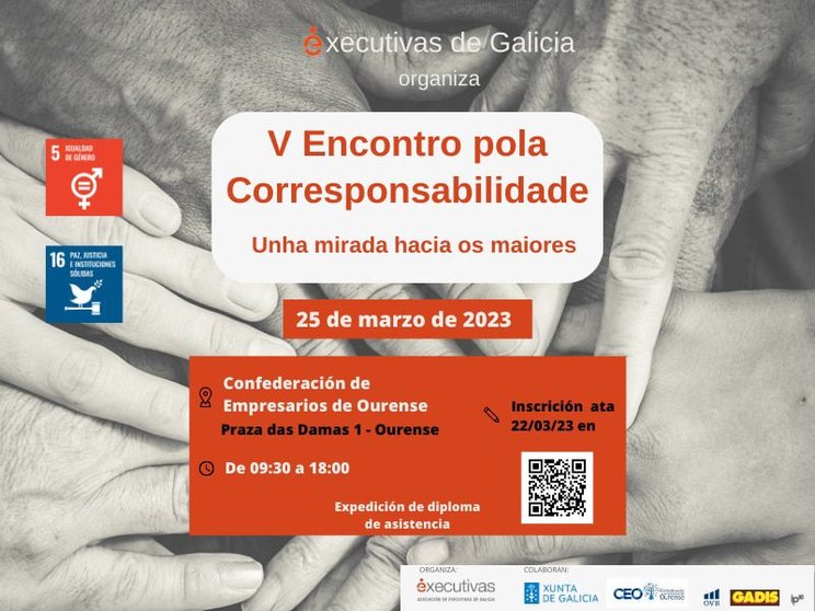 El V Encontro pola Corresponsabilidade se desarrollará en Ourense el sábado 25 de marzo.