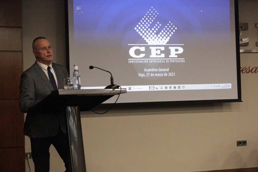 El presidente de la CEP, Jorge Cebreiros, en un momento de la asamblea general.