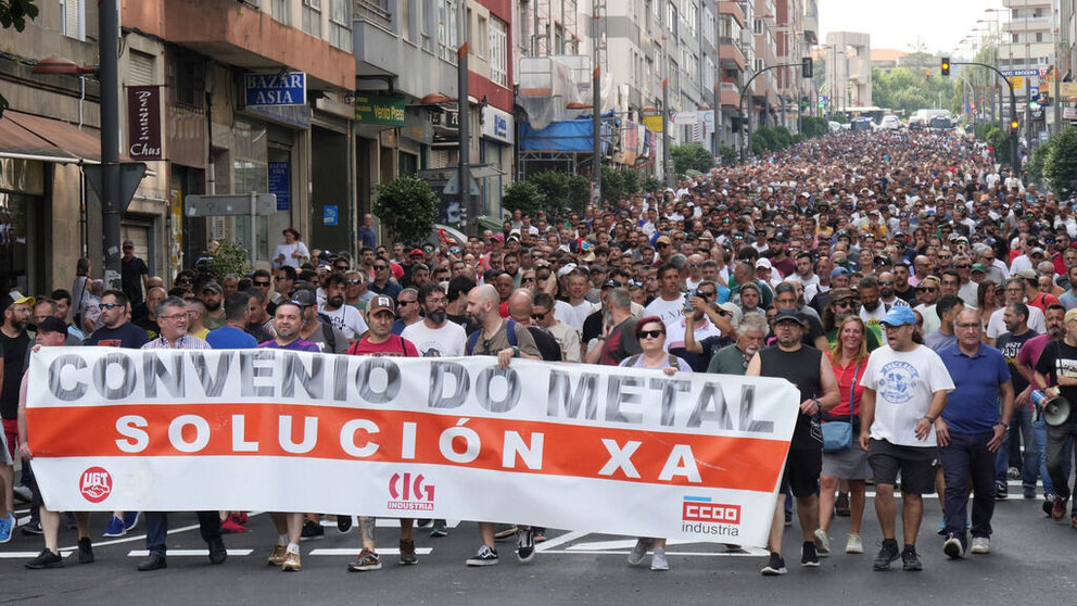 Manifestación de trabajadores del sector metal en Vigo./CIG.