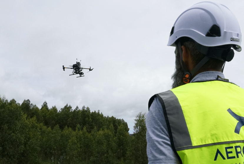 Dron utilizado en el pryecto DroneFinder desarrollado conjuntamente por Aeromedia, Indra e ITG.