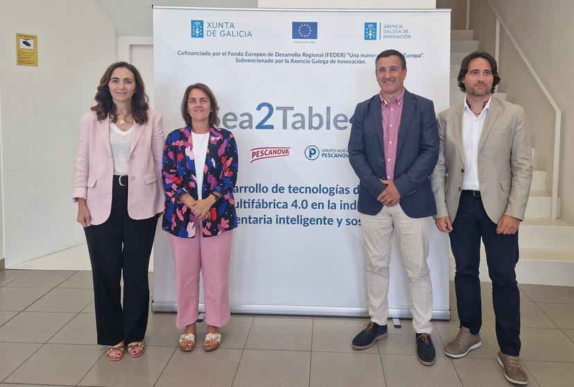 Marta Otero, Patricia Argerey, Cesáreo y Luis , en la presentación de resultados de Sea2table4.0.