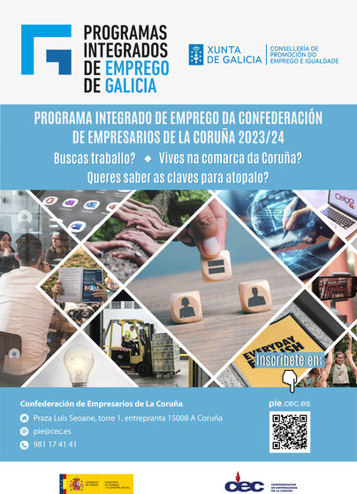Cartel del Porgrama Integrado e Empleo de la Confederación de Empresarios de A Coruña.