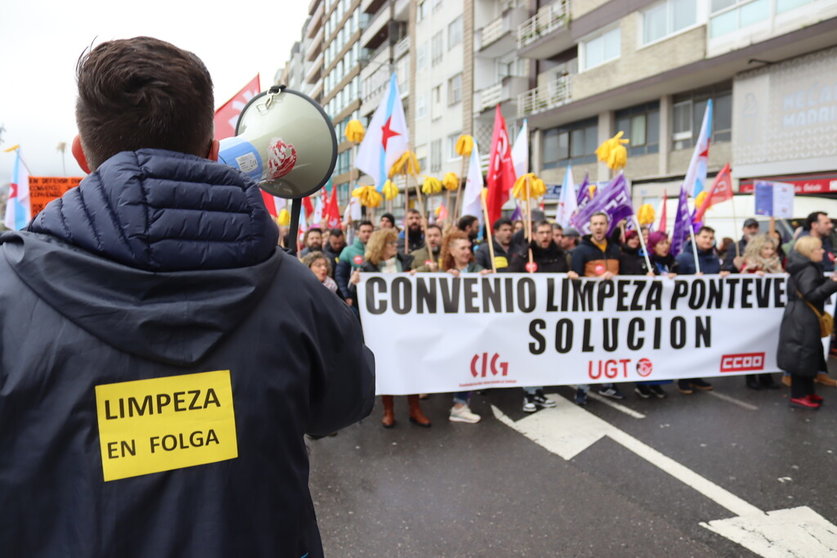 Manifestación de traballadores da limpeza en Vigo./CIG.